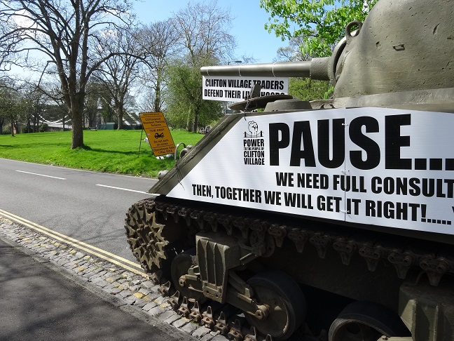 parking protest tank